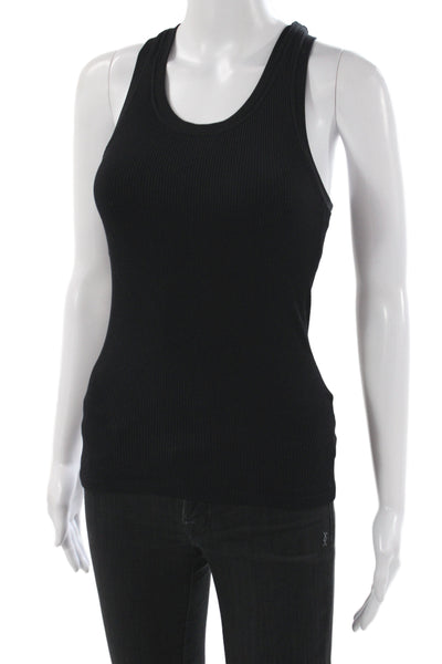 Bordeaux Women Black Basic Tank Scoop Neck Nylon Sleeveless Size One Size