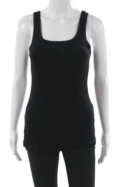 Splendid Womens Basic Black Scoop Neck Sleeveless Tank 50% Pima Cotton Size XS