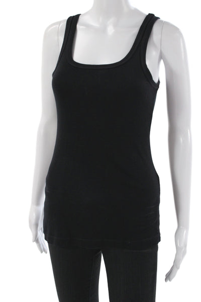 Splendid Womens Basic Black Scoop Neck Sleeveless Tank 50% Pima Cotton Size XS