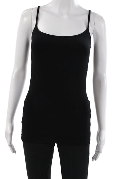 Bordeaux Women Black Scoop Neck Tank Top Nylon Sleeveless Basic Size One Size