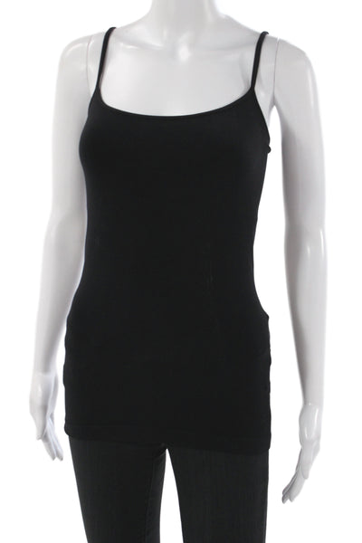 Bordeaux Women Black Scoop Neck Tank Top Nylon Sleeveless Basic Size One Size