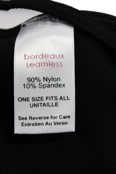 Bordeaux Women Black Scoop Neck Tank Top Nylon Sleeveless Basic Size One Size