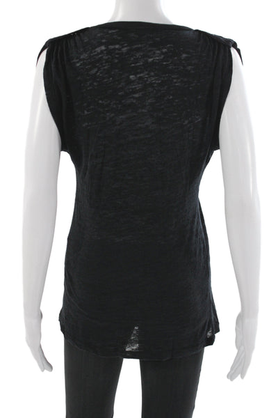 Splendid Women Basic Black V-Neck Sleeveless Bamboo T-Shirt Size M