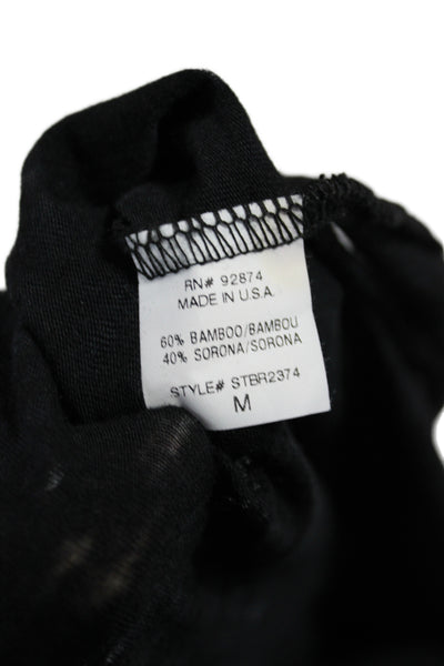 Splendid Women Basic Black V-Neck Sleeveless Bamboo T-Shirt Size M