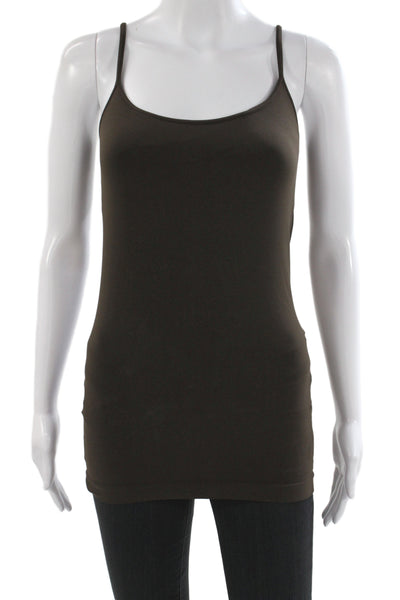 Bordeaux Women Tank Scoop Neck Brown Solid Size One Size