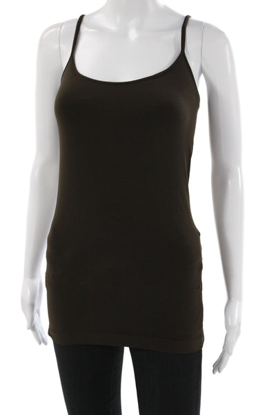 Bordeaux Women Tank Scoop Neck Brown Solid Size One Size