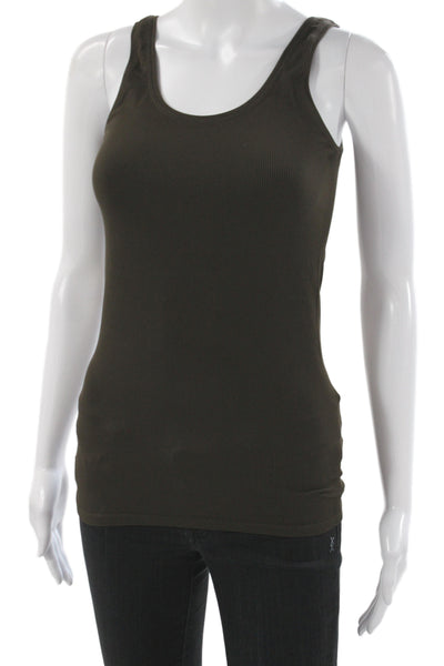 Bordeaux Women Brown Scoop Neck Basic Tank Sleeveless Size One Size