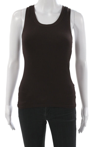 Bordeaux Women Sleeveless Scoop Neck Brown Basic Tank Size One Size