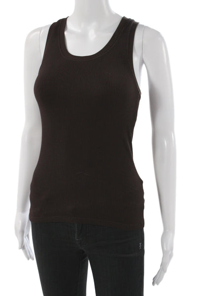 Bordeaux Women Sleeveless Scoop Neck Brown Basic Tank Size One Size