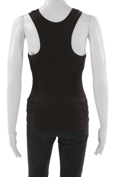 Bordeaux Women Sleeveless Scoop Neck Brown Basic Tank Size One Size