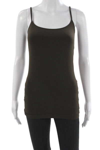 Bordeaux Women Tank Scoop Neck Brown 90% Nylon Sleeveless Size One Size