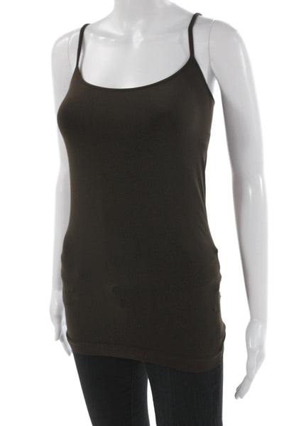 Bordeaux Women Tank Scoop Neck Brown 90% Nylon Sleeveless Size One Size