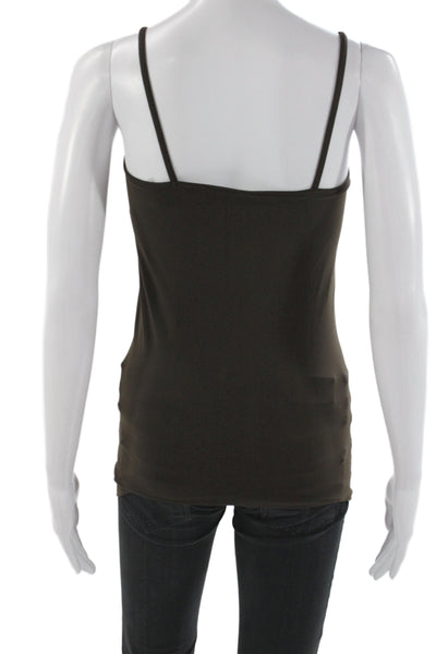 Bordeaux Women Tank Scoop Neck Brown 90% Nylon Sleeveless Size One Size