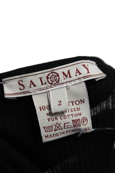 Sal May Women Tank Scoop Neck Sleeveless Mercerized Cotton Black Size 2