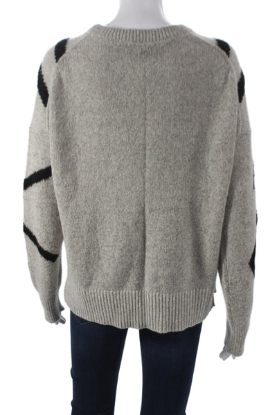 360 Sweater Womens Pullover Gray Merino Geometric Long Sleeve Size S