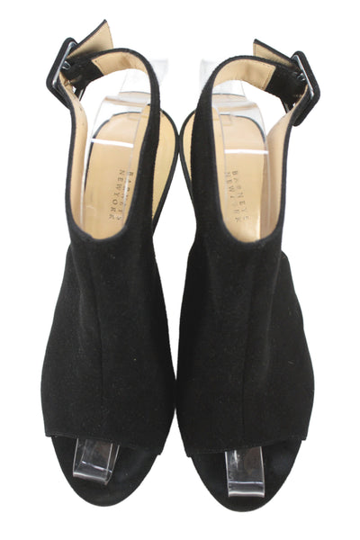 Barneys New York Womens Leather Suede Open Toe Boots Black Size 7.5