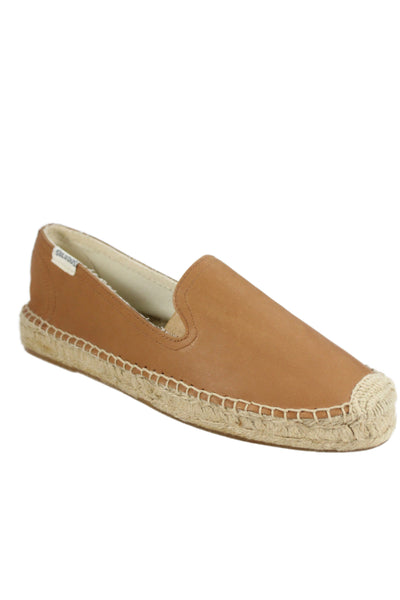 Soludos Womens Leather Woven Slip On Flats Caramel Brown Size 7