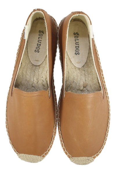 Soludos Womens Leather Woven Slip On Flats Caramel Brown Size 7