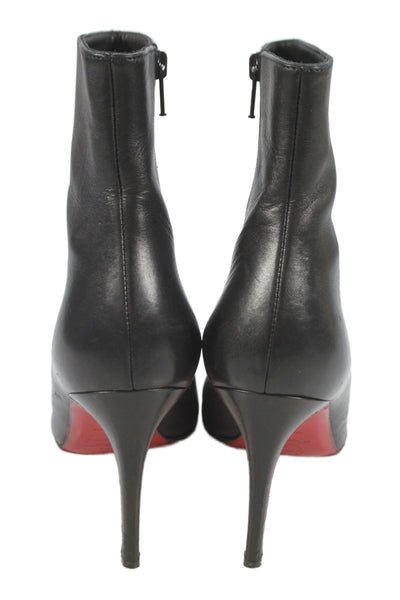 Christian Louboutin Womens Leather Zip Up Stiletto Boots Black Size 8