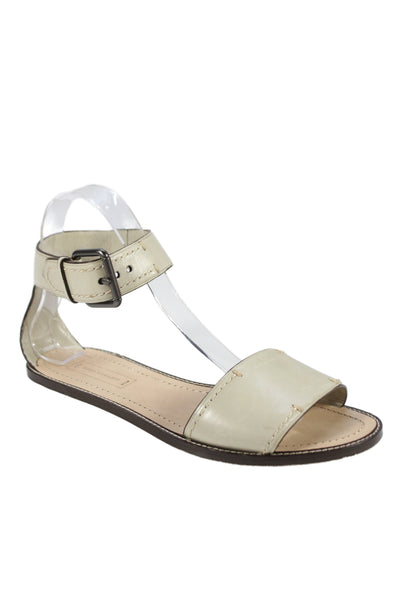 Reed Krakoff Womens Leather Ankle Strap Flat Sandals Beige Size 7