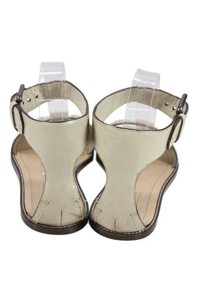 Reed Krakoff Womens Leather Ankle Strap Flat Sandals Beige Size 7