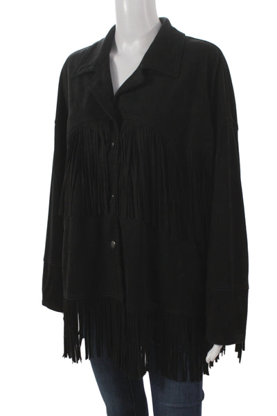 Zara Women Button-Down Western Black Polyester Jacket Long Sleeve Size L
