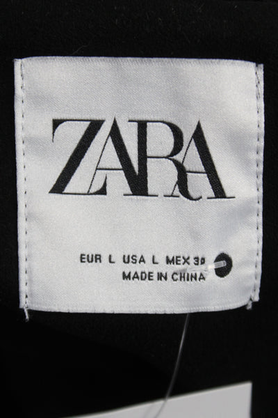 Zara Women Button-Down Western Black Polyester Jacket Long Sleeve Size L