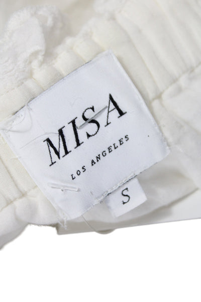 Misa Womens Cropped Off Shoulder Linen Blouse Short Sleeve White Boho Size S