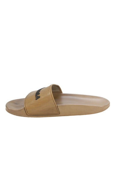 Balenciaga Womens Rubber Slip On Slides Shoes Brown Size 7