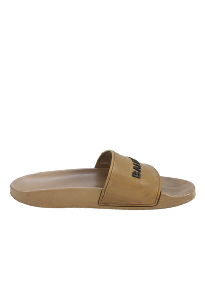 Balenciaga Womens Rubber Slip On Slides Shoes Brown Size 7