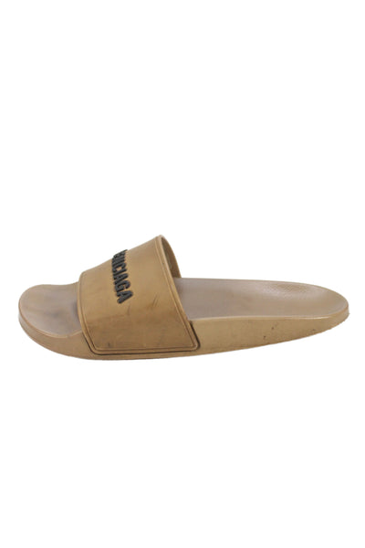 Balenciaga Womens Rubber Slip On Slides Shoes Brown Size 7