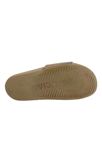 Balenciaga Womens Rubber Slip On Slides Shoes Brown Size 7