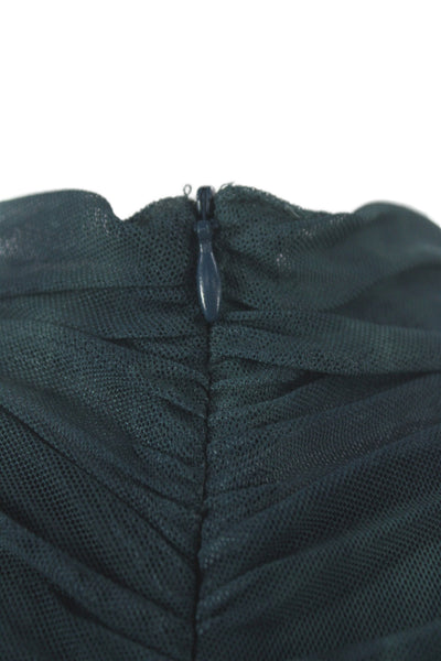 Zara Women Basic Mock Neck Long Sleeve Zip Blouse Green Size XS