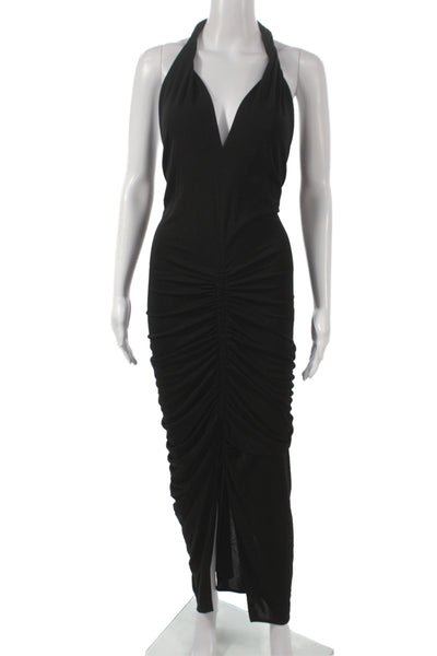 Zara Womens Black Bodycon Halter Midcalf Dress Sleeveless Size XS