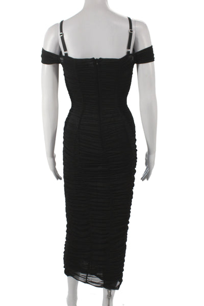NBD Women Bodycon Off the Shoulder Long Black Short Sleeve Dress Size XS