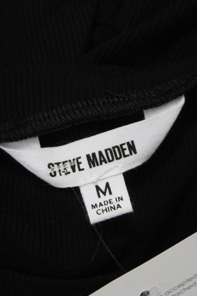 Steve Madden Women Bodycon Black Dress Sleeveless Crew Neck Size M