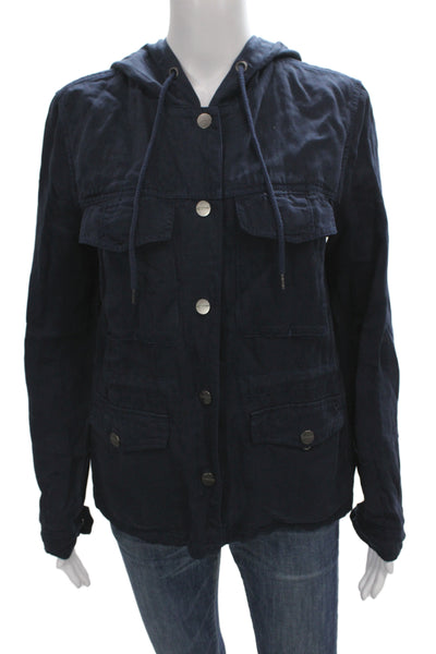 Sanctuary Womens Blue Military Jacket Button Long Sleeve 65% Lyocell Size S