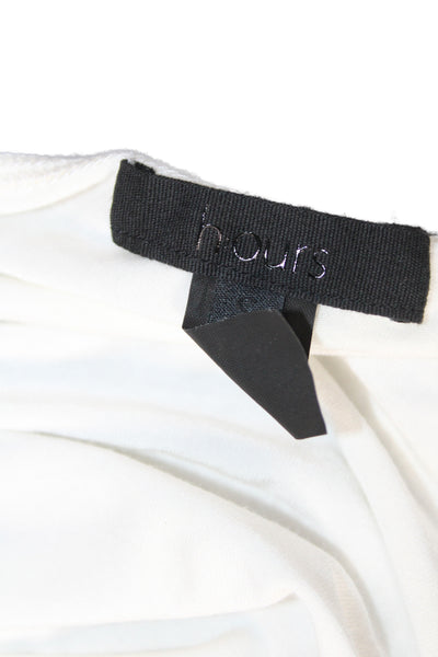 Hours Womens White Rayon One Shoulder Jersey Blouse Long Sleeve Size S