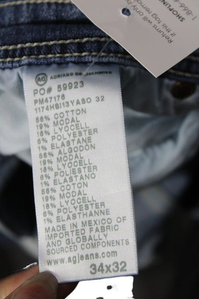AG Adriano Goldschmied Mens Straight Blue Cotton Jeans Button Size 34