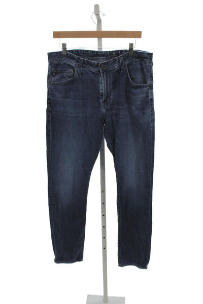 AG Adriano Goldschmied Mens Straight Blue Cotton Jeans Button Size 34