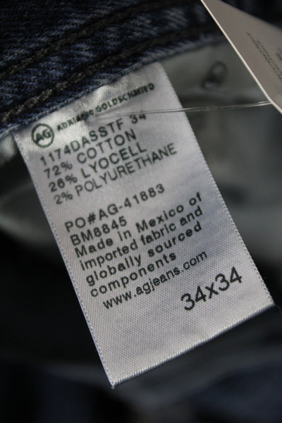 AG Adriano Goldschmied Mens Straight Blue Cotton Jeans Button Size 34