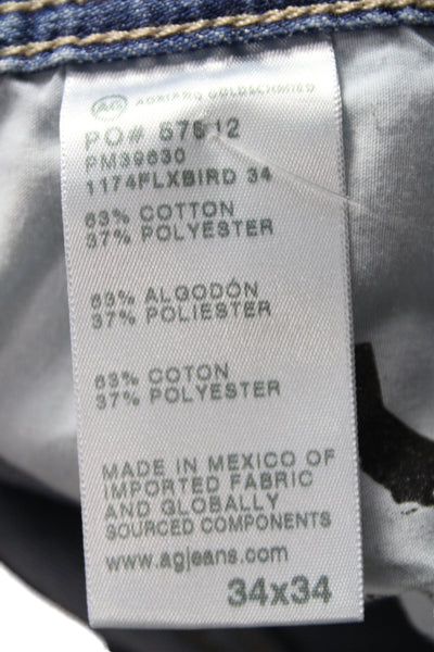 AG Adriano Goldschmied Men Straight Blue Cotton Jeans Size 34