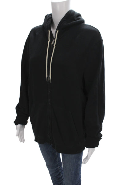 Rag & Bone Mens Full Zip Hoodie Black Cotton Drawstring Size M