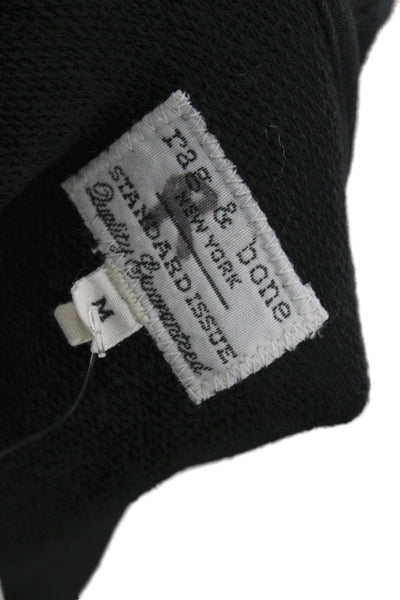 Rag & Bone Mens Full Zip Hoodie Black Cotton Drawstring Size M