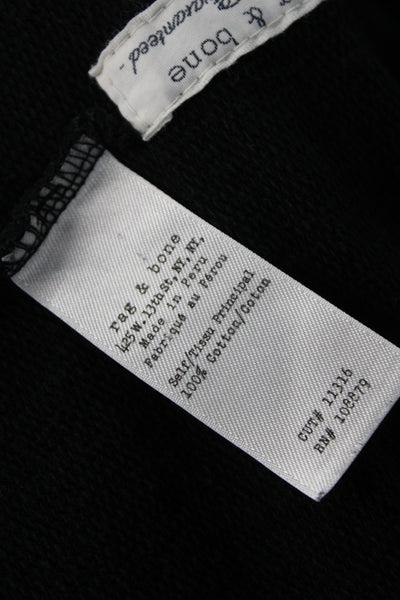 Rag & Bone Mens Full Zip Hoodie Black Cotton Drawstring Size M