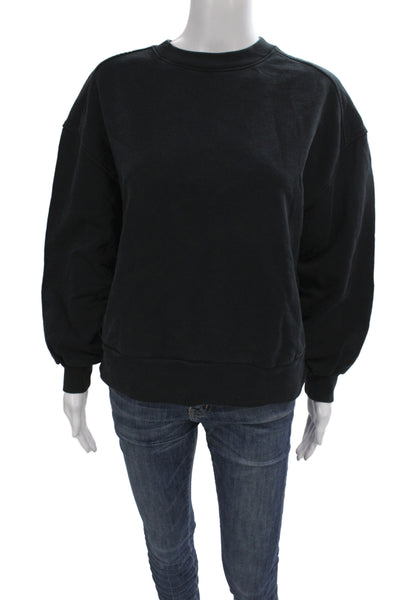 Everlane Womens Black Crewneck Organic Cotton Long Sleeve Sweatshirt Size S
