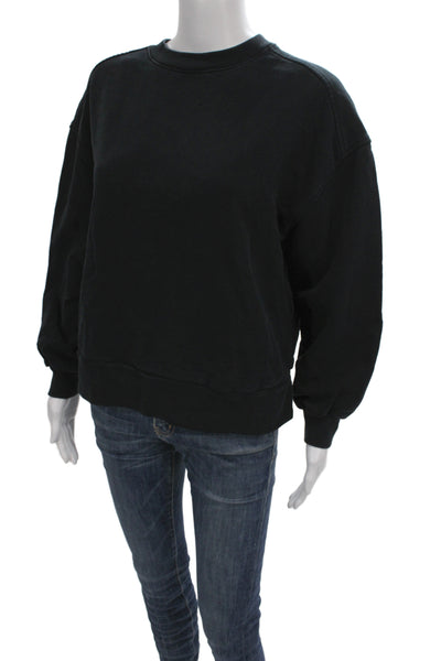 Everlane Womens Black Crewneck Organic Cotton Long Sleeve Sweatshirt Size S