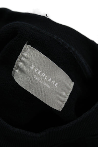 Everlane Womens Black Crewneck Organic Cotton Long Sleeve Sweatshirt Size S