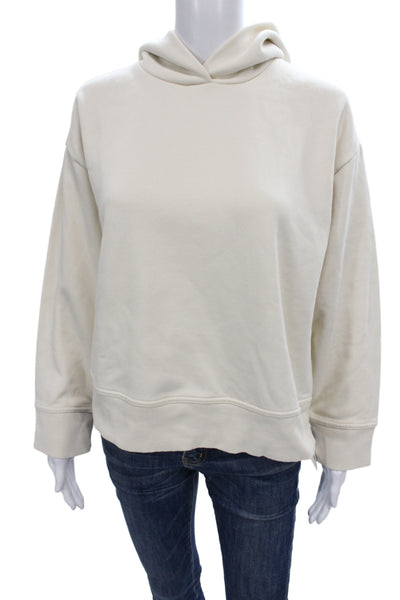 Zara Womens Ivory Pullover Hoodie Crew Neck Long Sleeve Casual Size S