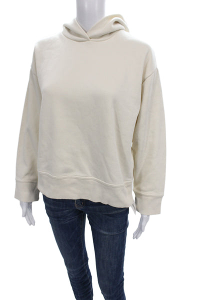 Zara Womens Ivory Pullover Hoodie Crew Neck Long Sleeve Casual Size S